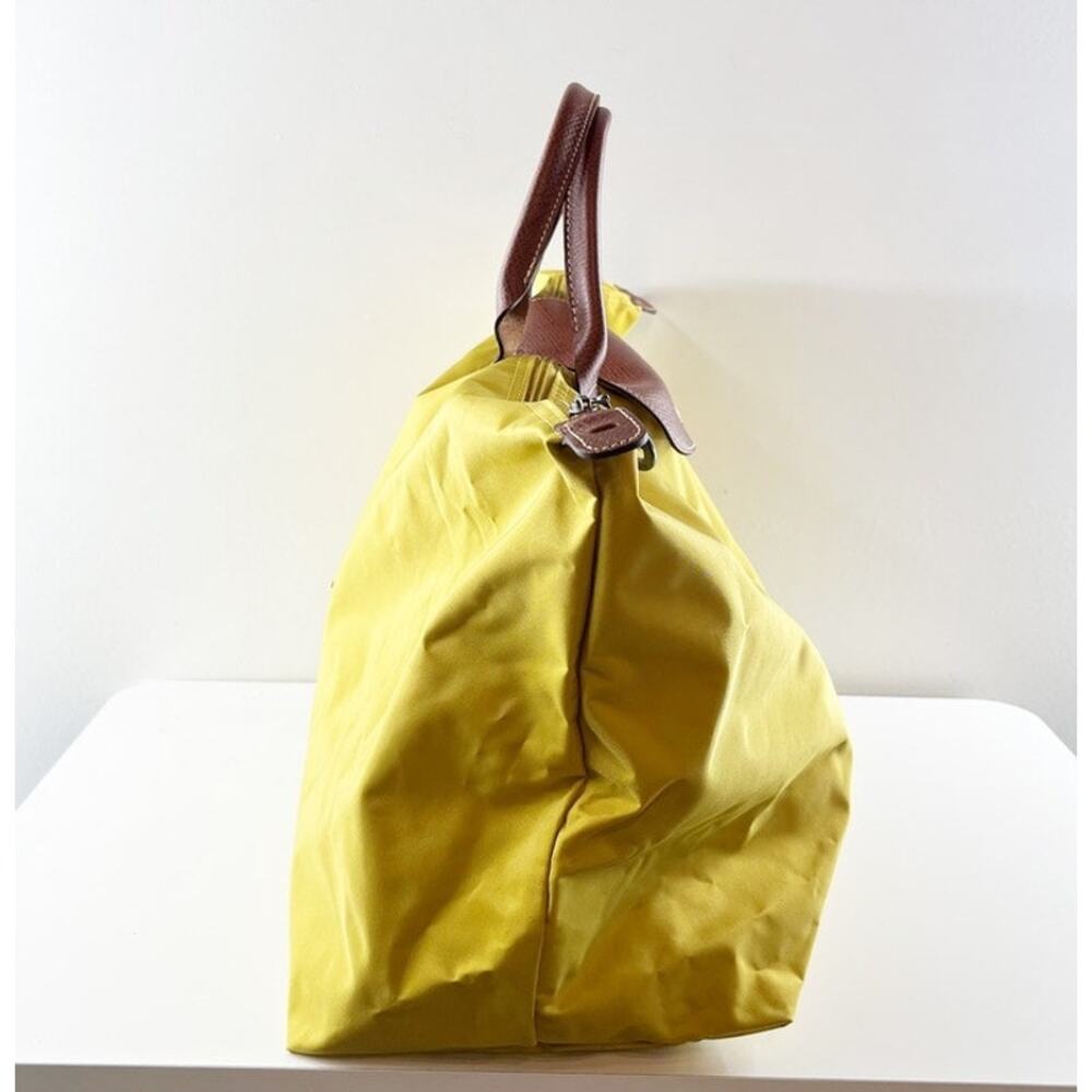 Longchamp Nylon Medium Le Pliage Tote Handbag Yellow Brown - Picture 6 of 12